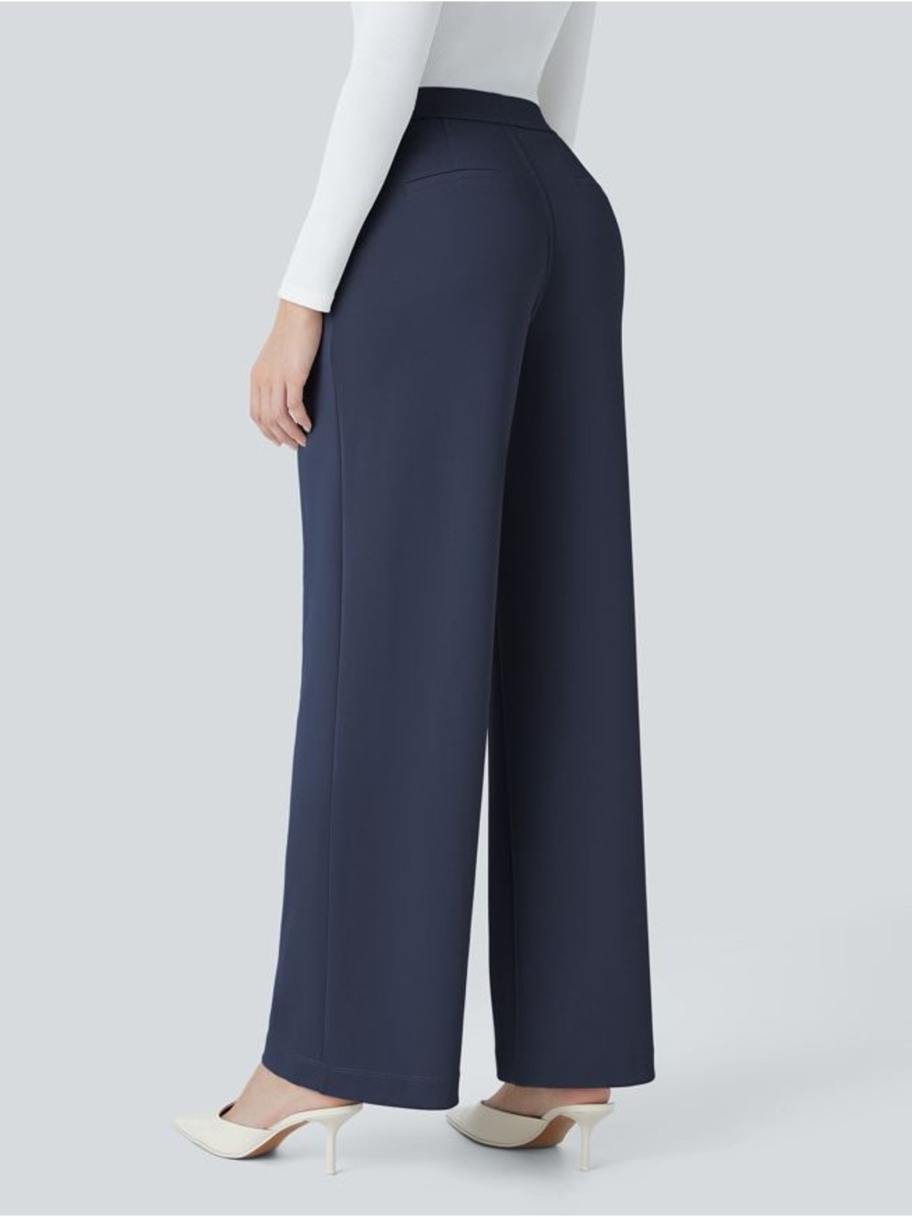 Halara Flex High Waisted Straight Leg Work Pant Size Medium Navy - Picture 2 of 8